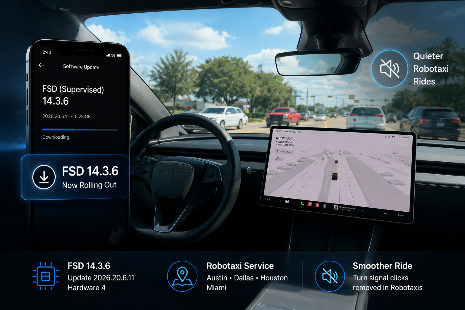 Tesla Model Y Update Target Robotaxi Comfort and FSD Control