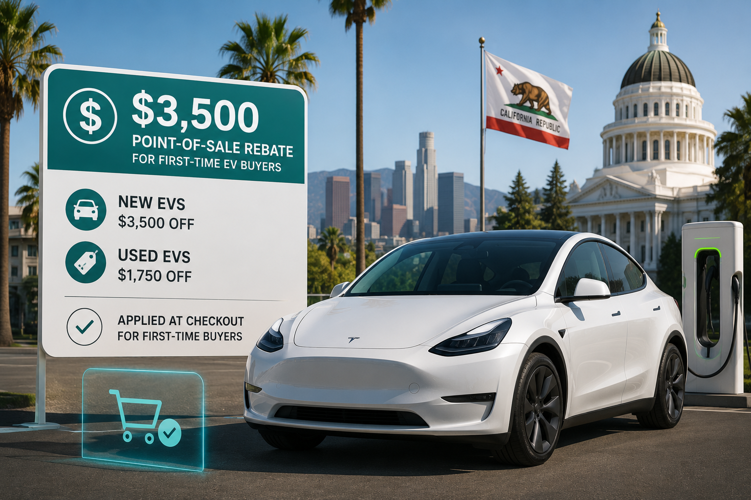 California Adds $3,500 Point-of-Sale EV Rebate for First-Time Buyers