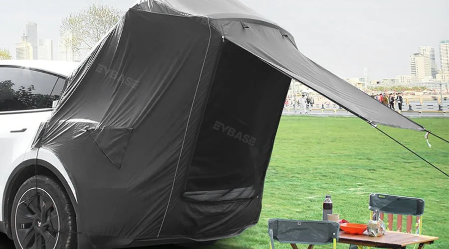 Stay Dry, Cool, and Private: EVBASE Tailgate Camping Tent for Tesla Model Y
