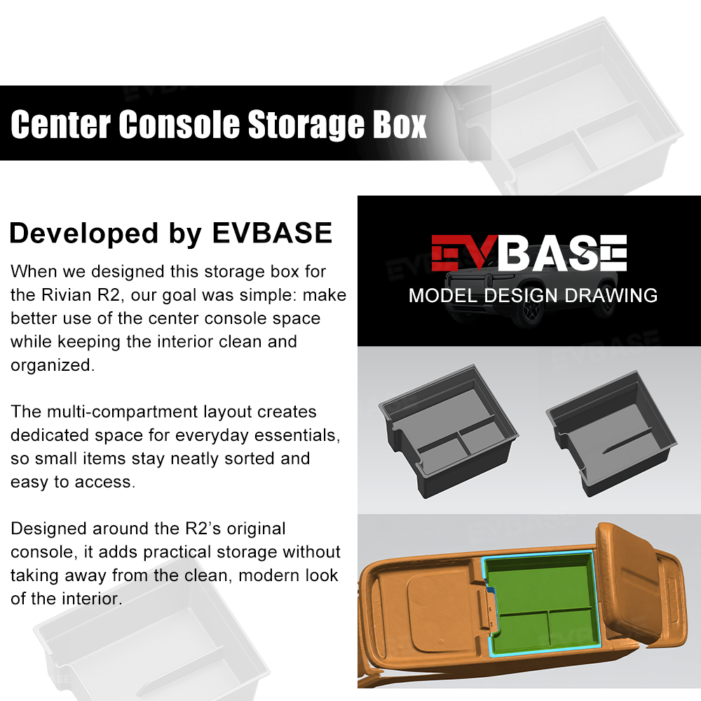 Center Console Organizer for Rivian R2 Center Console Armrest Two-Tier Storage Tray Insert