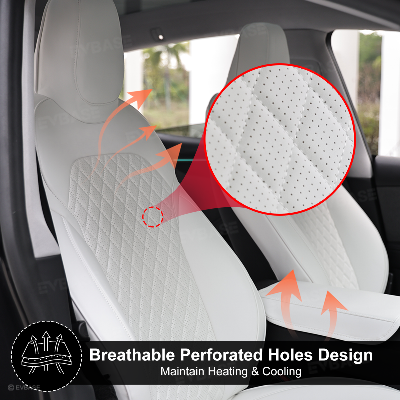 Model Y Juniper Seat Covers Waterproof Breathable NAPPA Leather Seat Protector with Diamond Quilted Design