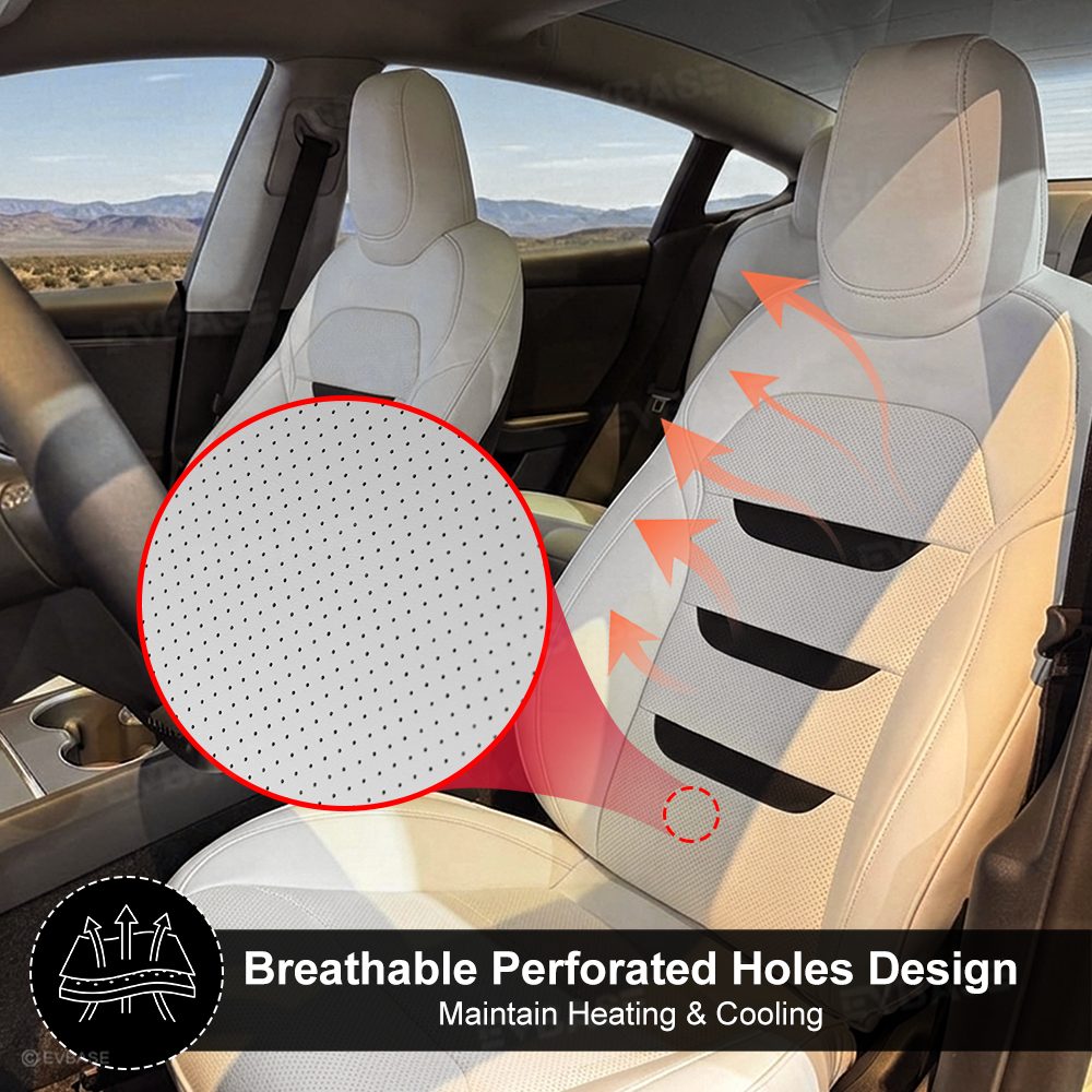 Model 3 Standard Seat Covers Waterproof Nappa Leather Seat Protector 3-lined Insignia Design
