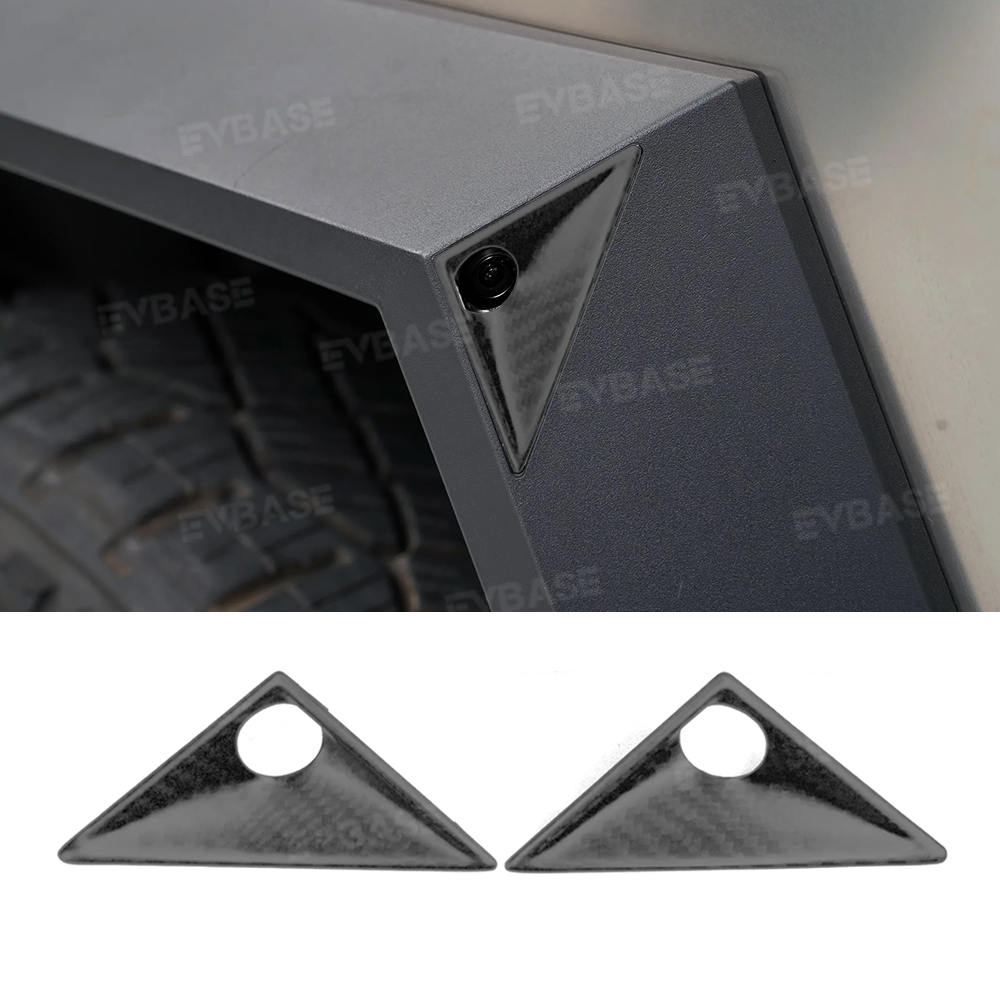 Cybertruck Front Fender Real Carbon Fiber Glossy Camera Applique Overlays