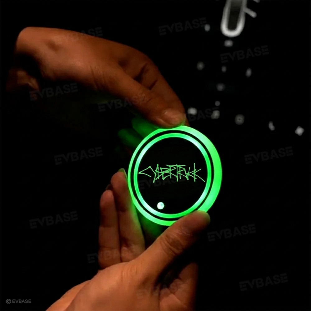 Cybertruck Cup Holder Lights Mats LED 7 Colors Luminous Cup Coaster