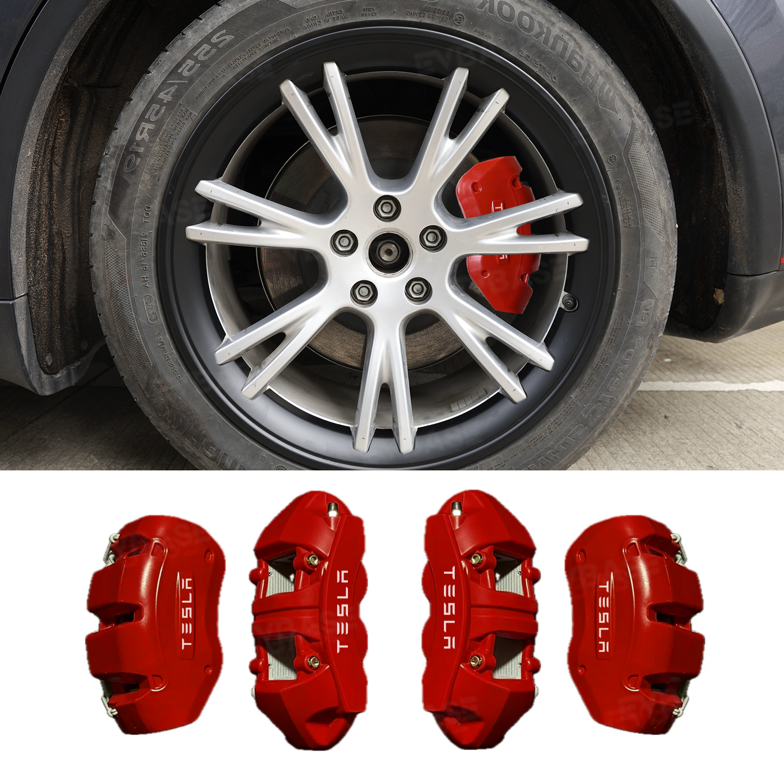 Model 3/Y Silicone Brake Caliper Covers Front and Rear Slip-On Caliper Protector Set Performance Look & No Wheel Removal