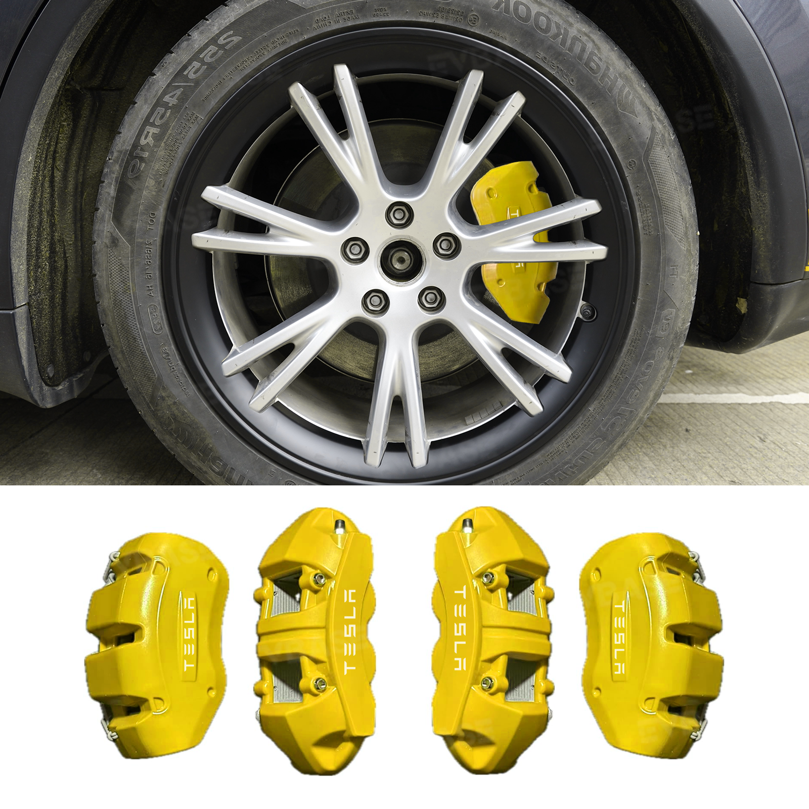 Model 3/Y Silicone Brake Caliper Covers Front and Rear Slip-On Caliper Protector Set Performance Look & No Wheel Removal
