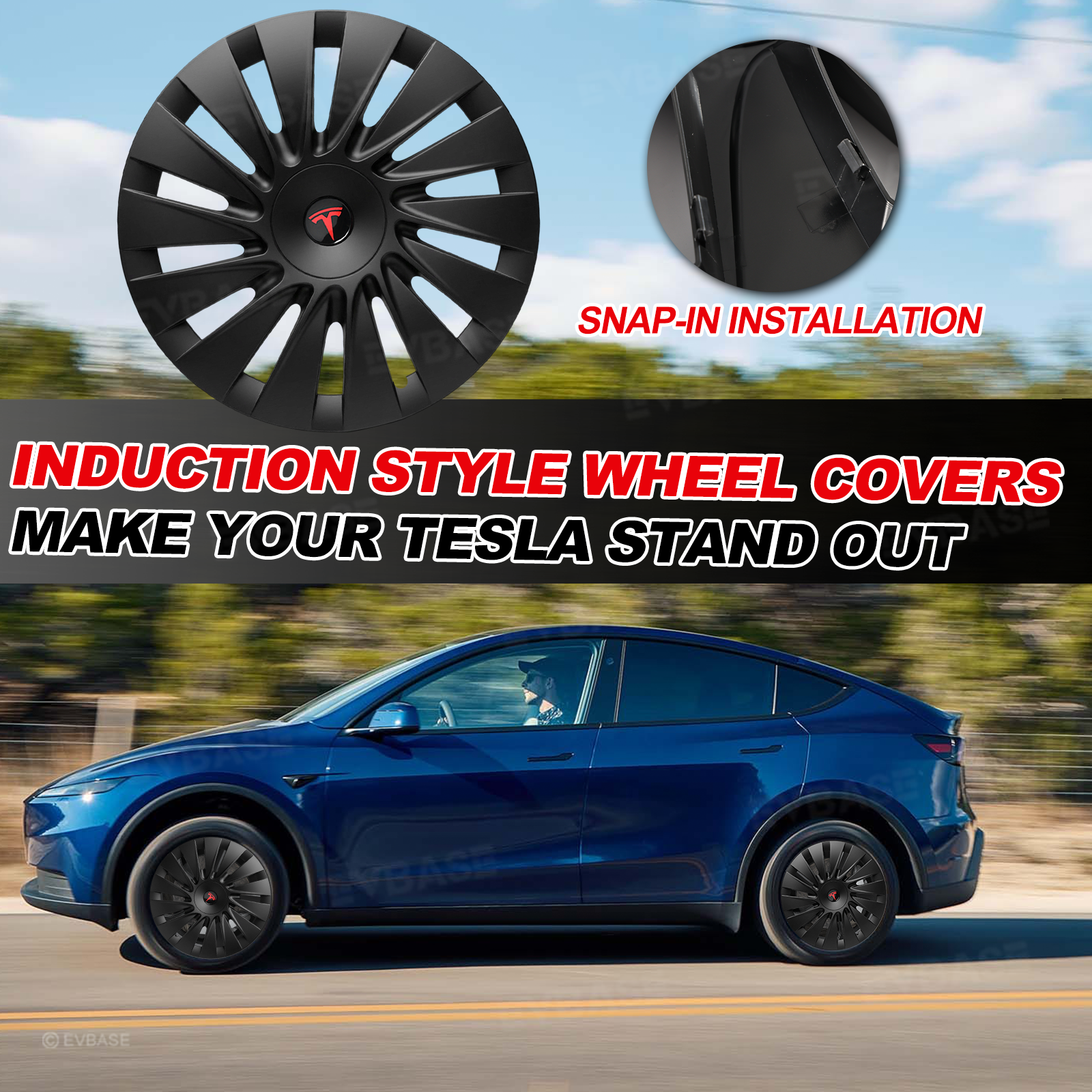 Model Y Juniper Standard 18" Wheel Covers for Tesla Aperture Wheels Induction Style Hubcaps
