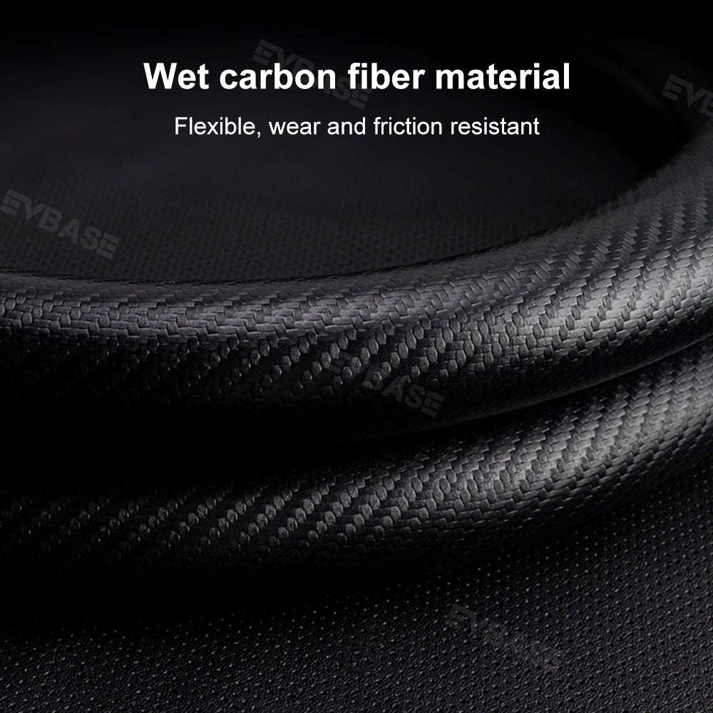 Tesla Model 3 Highland Steering Wheel Cover Wrap Breathable Anti-Slip Perforated Leather Carbon Fiber