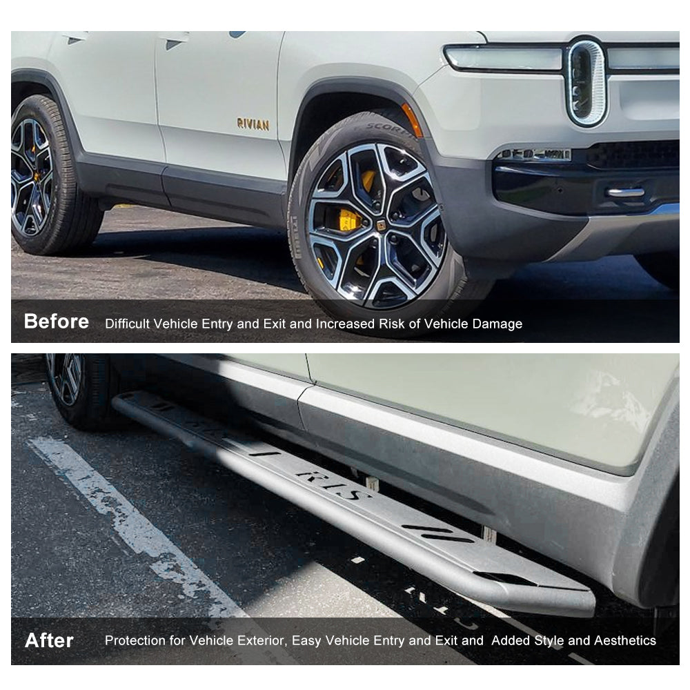 Running Boards for Rivian R1T/R1S Side Steps Nerf Bars with Letters Exterior Off-Road Accessories