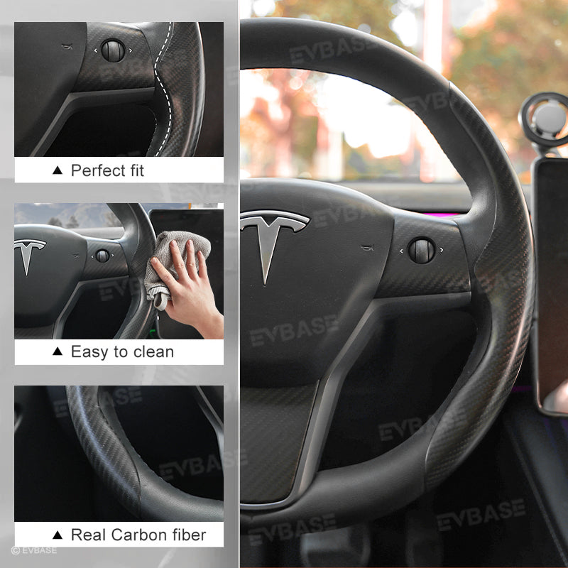 Model 3 Y Steering Wheel Trim Cover for Tesla Interior Accessories Carbon Fiber