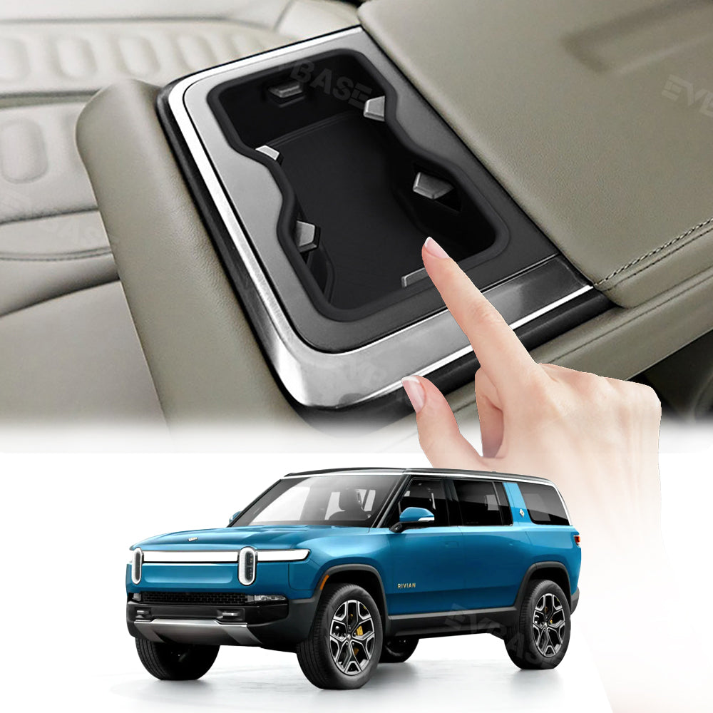 Rear Row Cup Holder for R1S R1T Insert Silicone Back Seat Drink Holder Water Bottle Organizer for Rivian