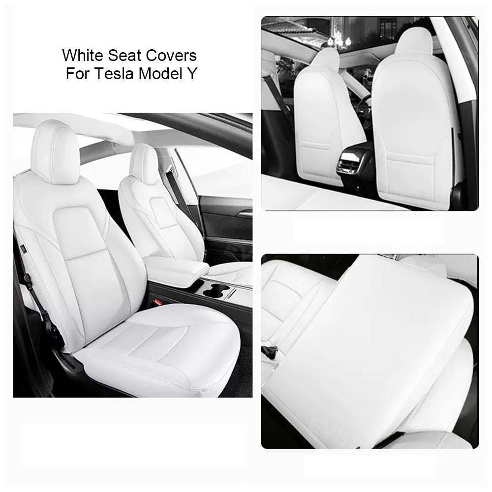 Model Y 3 Custom Seat Covers Cushion Breathable NAPPA Litchi Vegan Leather For Tesla