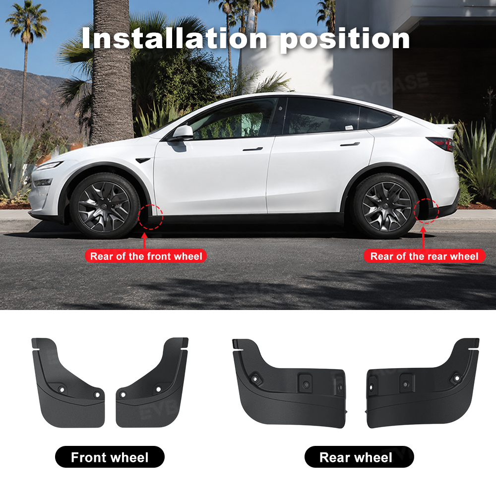 Model Y L Mud Flaps Front & Rear No-Drilling Splash Guards All-Weather Protection