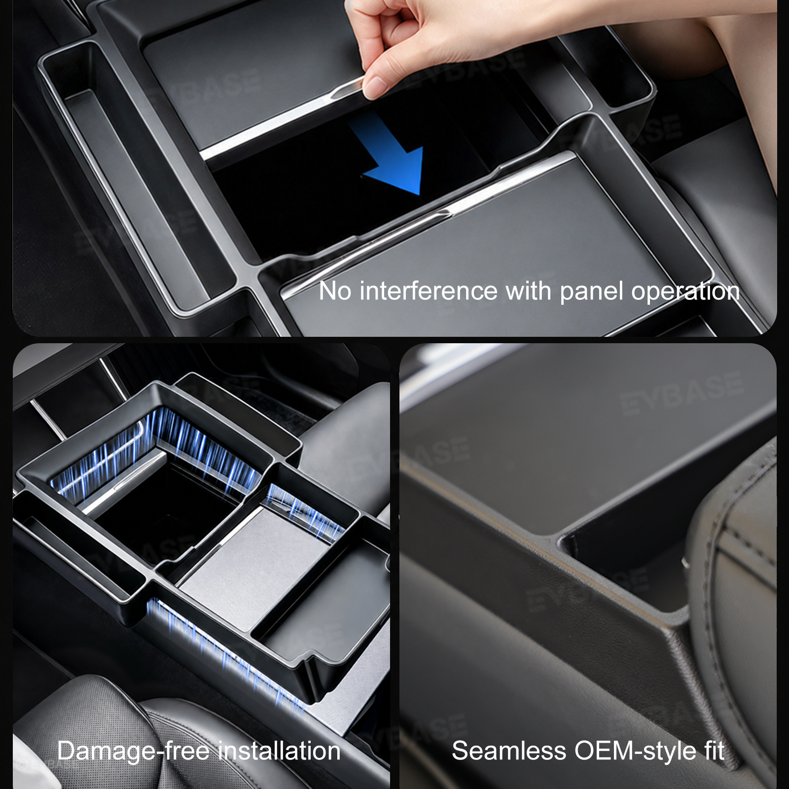 Model Y Juniper/Model Y L/ 3 Highland Center Console Tray 2.0 Silicone Organizer with Side Pockets