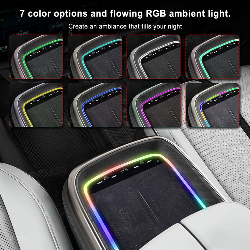 Wireless Charger for Rivian R1S R1T Center Console Armrest Dual Phone Charging Station With Ambient Light