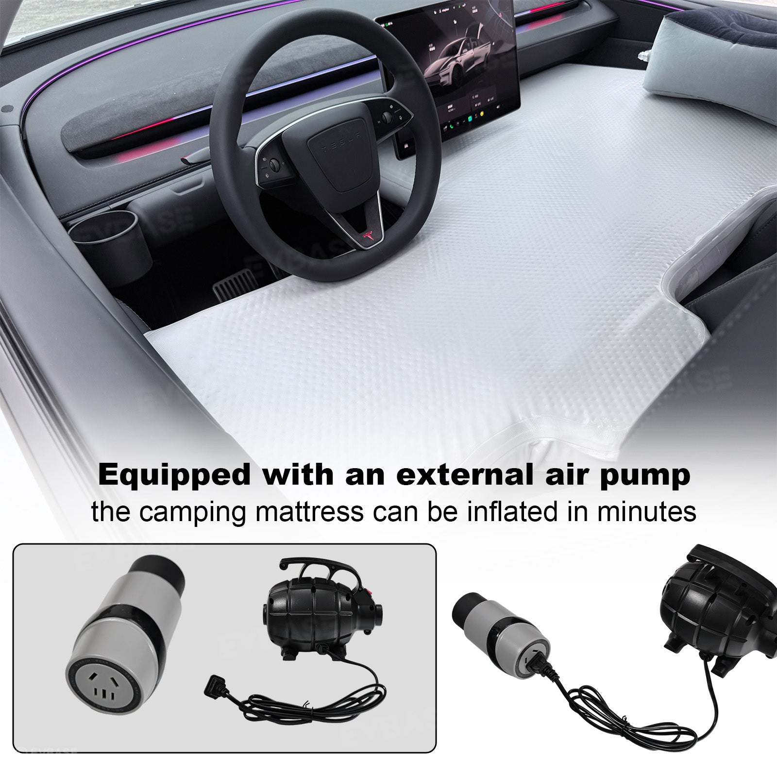 Front Seat Air Mattress Kids Inflatable Camping Bed with Air Pump for Model Y/ Y Juniper & Model 3/ 3 Highland