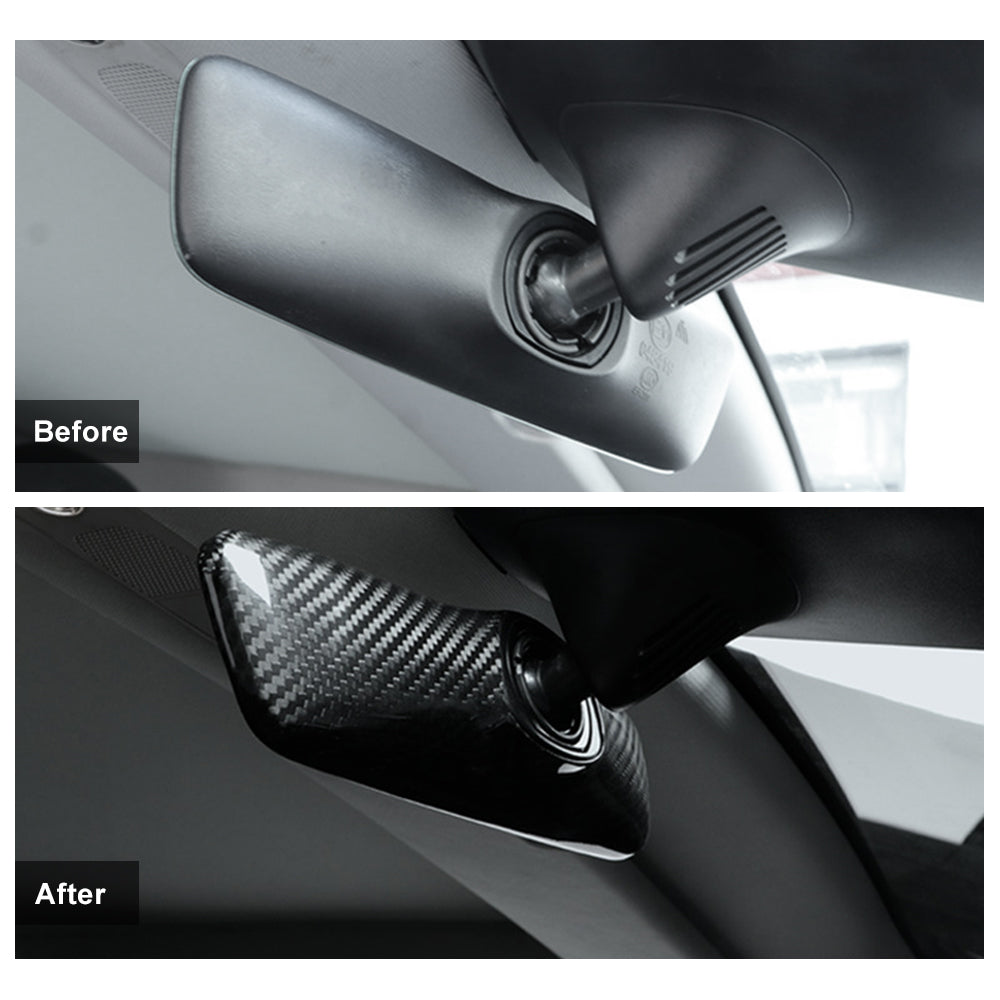 Interior Rearview Mirror Cover Model 3 Y Real Carbon Fiber Rearview Mirror Backside Overlay for Tesla