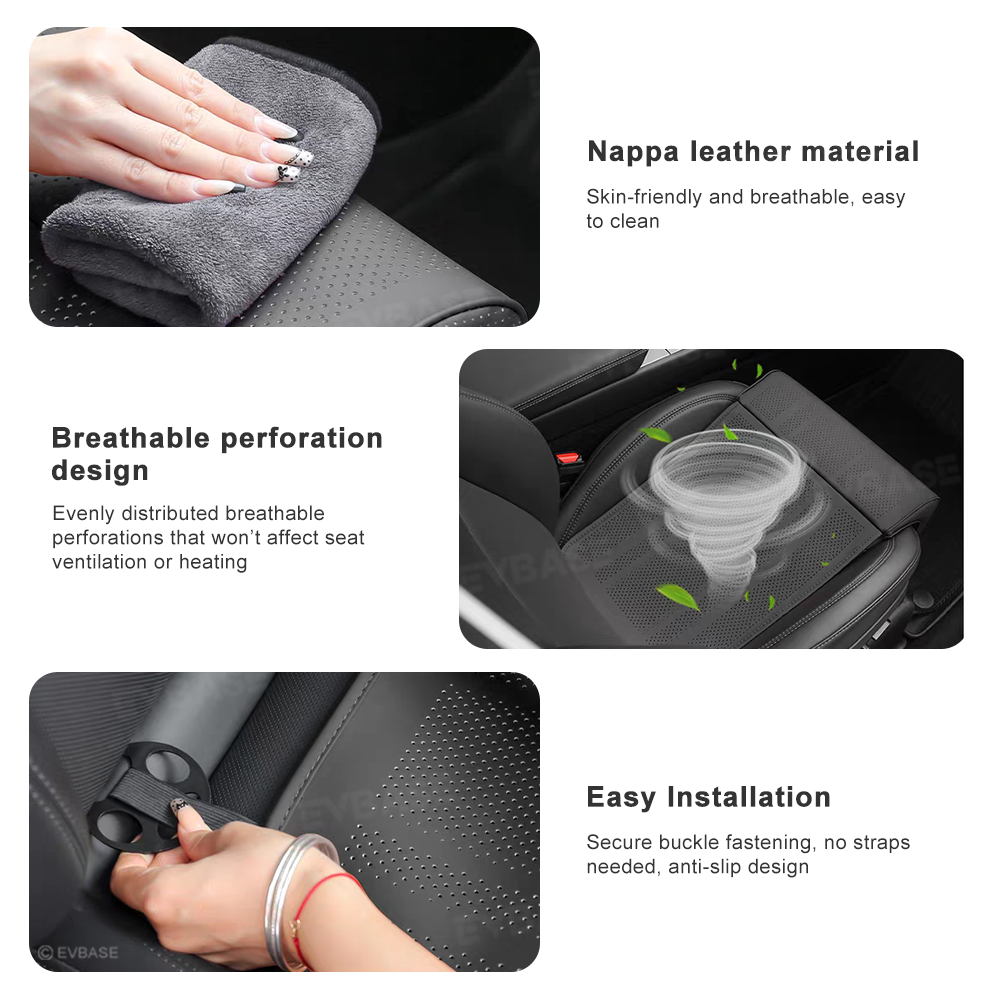 Front Seat Leg Support Cushion Nappa Leather for Tesla Model Y/ Y Juniper & Model 3/ 3 Highland