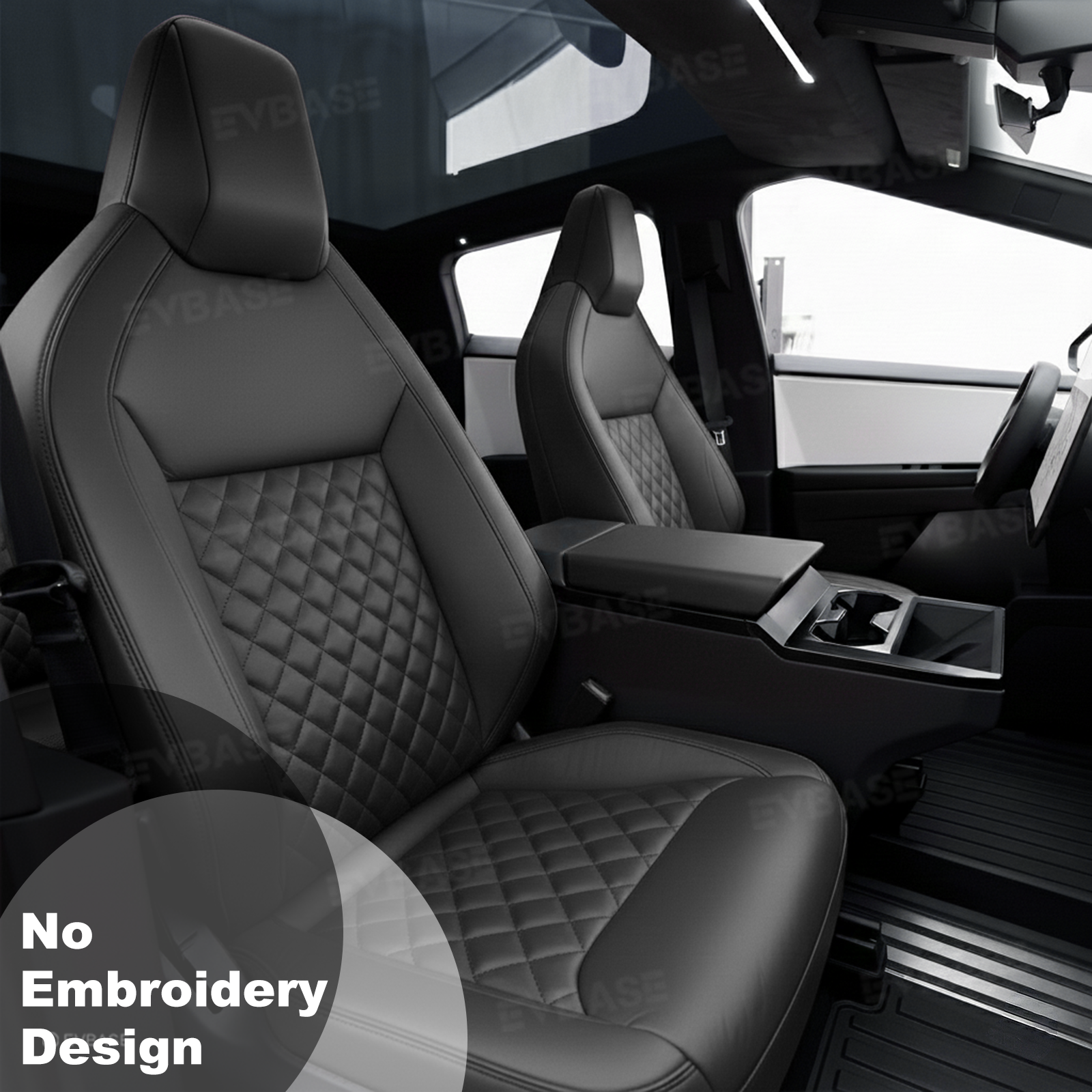 Cybertruck Seat Covers NAPPA Leather Custom Full Coverage Seat Protector Airbag Compatible with Diamond Quilted Design