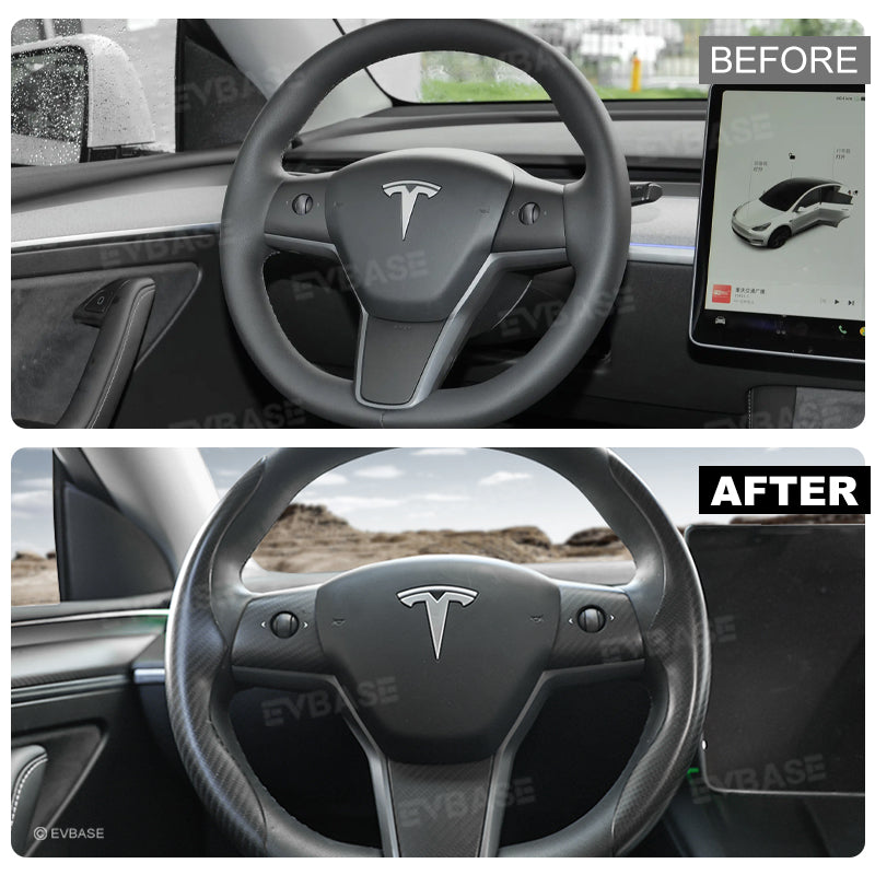Model 3 Y Steering Wheel Trim Cover for Tesla Interior Accessories Carbon Fiber