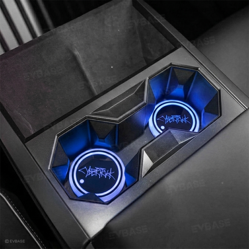 Cybertruck Cup Holder Lights Mats LED 7 Colors Luminous Cup Coaster