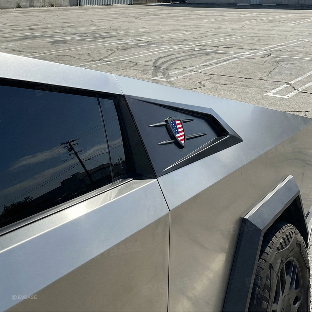 Cybertruck C-Pillar Louver Covers Rear Side Window Futuristic Tactical Overlay ABS Exterior Trim