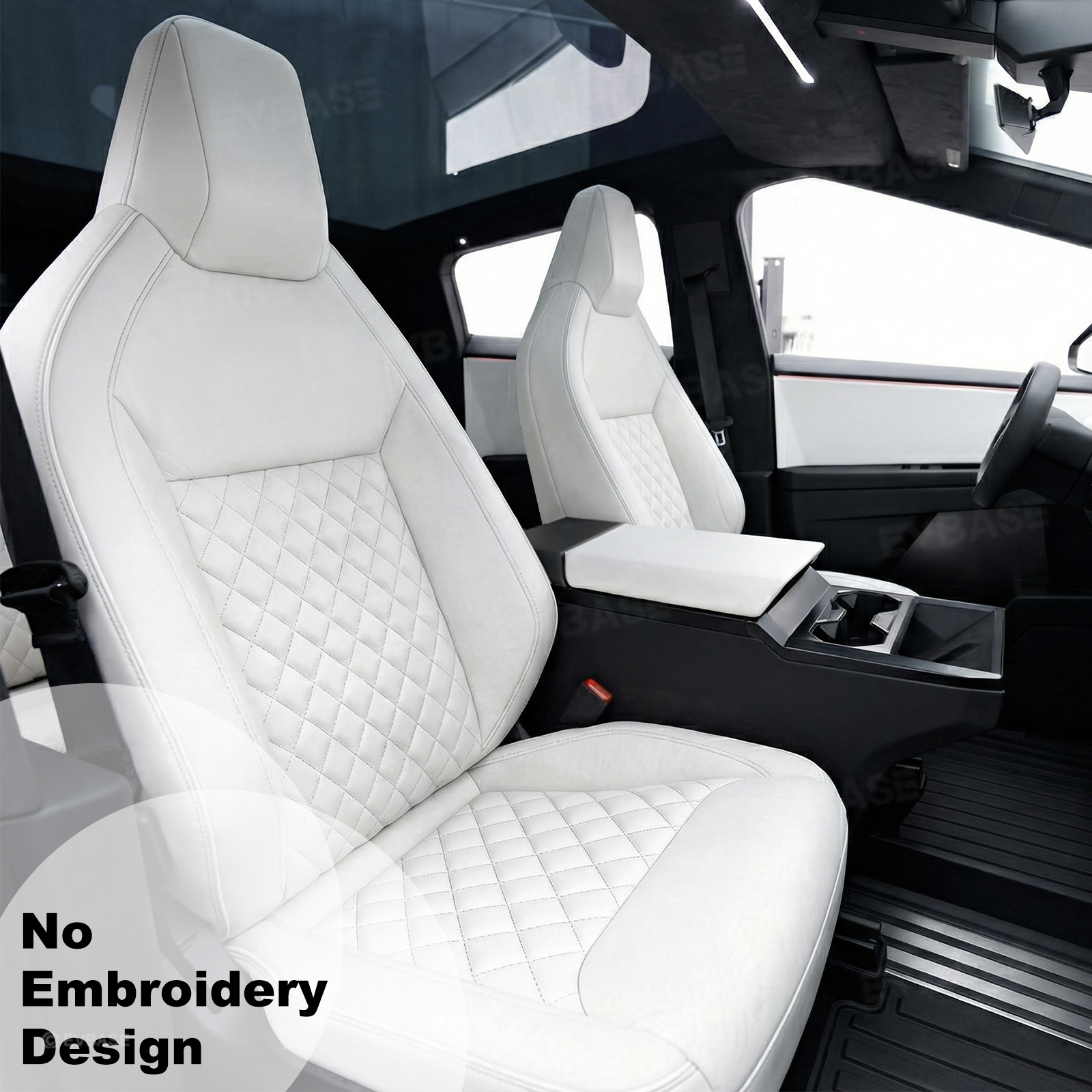 Cybertruck Seat Covers NAPPA Leather Custom Full Coverage Seat Protector Airbag Compatible with Diamond Quilted Design