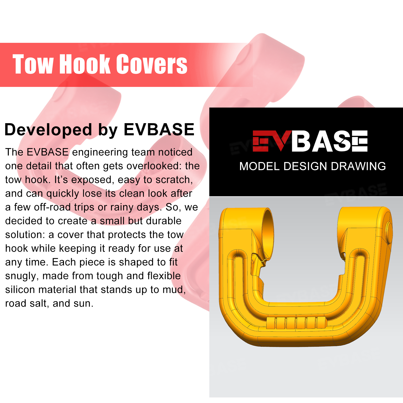 Tow Hook Covers for GMC Hummer EV Front Rear Bumper Performance D-ring Recovery Hook 3PCS