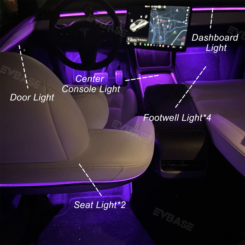 EVBASE Model 3 Y Ambient Light Kits Streamer Tesla Interior LED Lighting Accessories