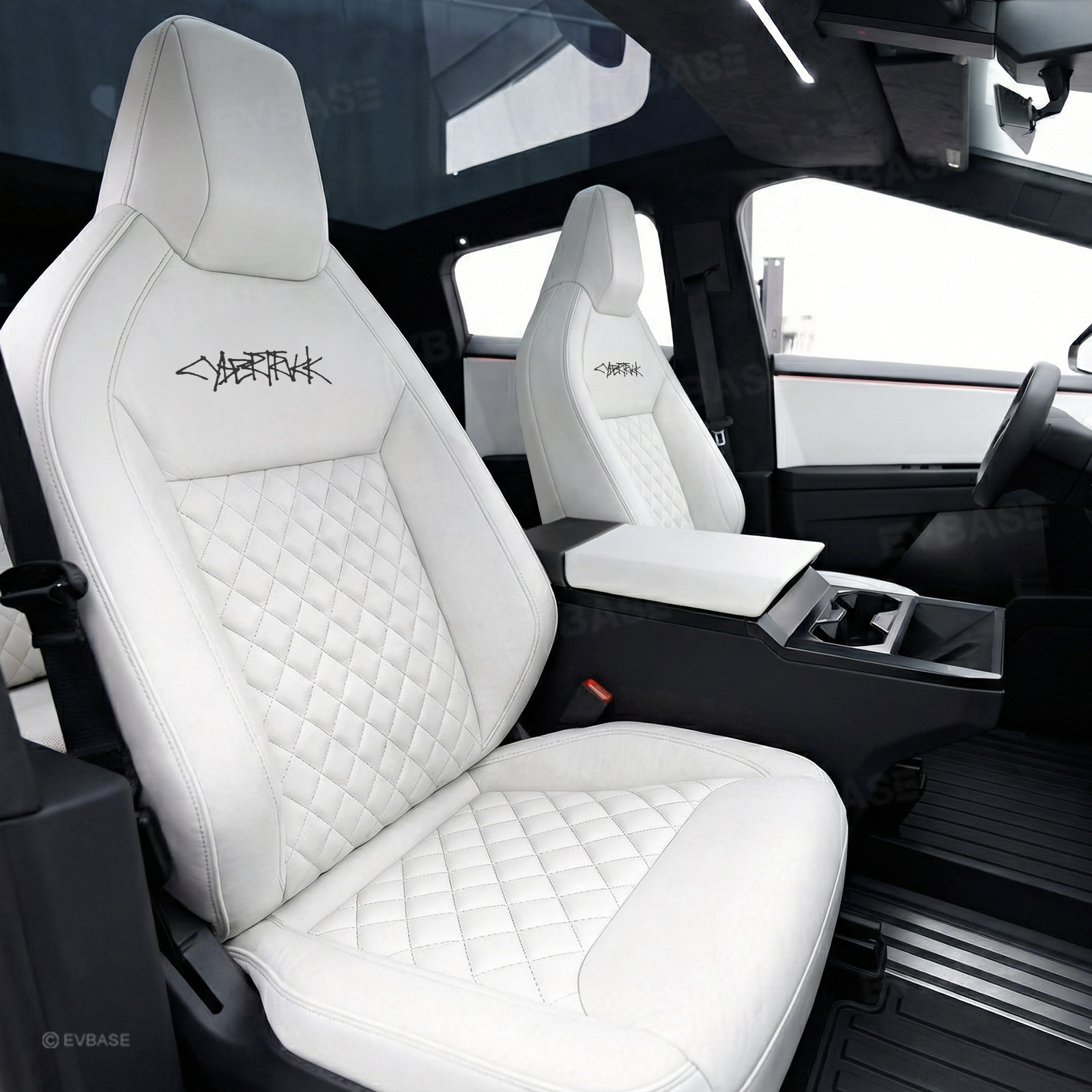 Cybertruck Seat Covers NAPPA Leather Custom Full Coverage Seat Protector Airbag Compatible with Diamond Quilted Design