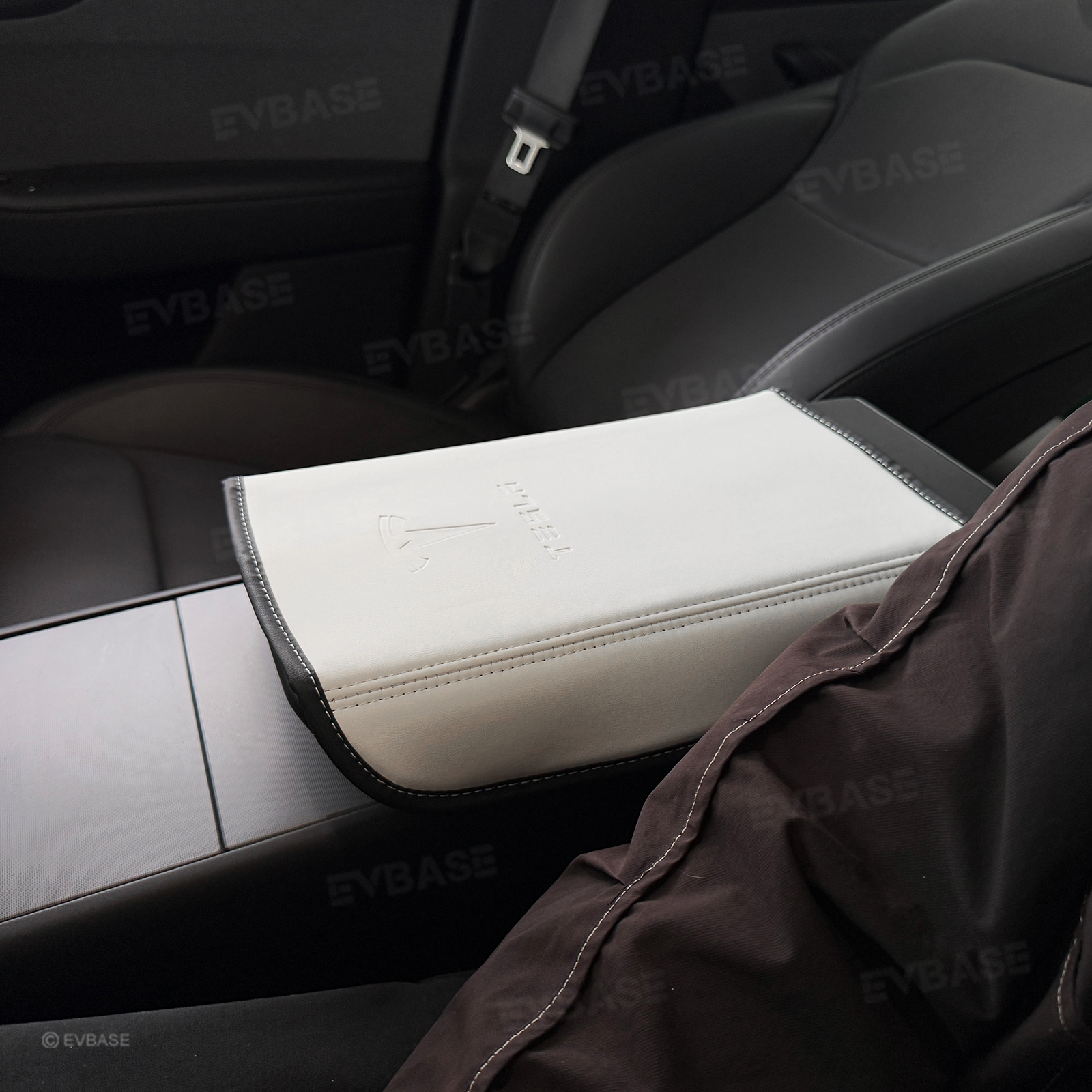 Model Y Juniper/ 3 Highland Armrest Cover PU Leather Center Console Armrest Box Cover with OEM-Style Embossed Logo for Tesla
