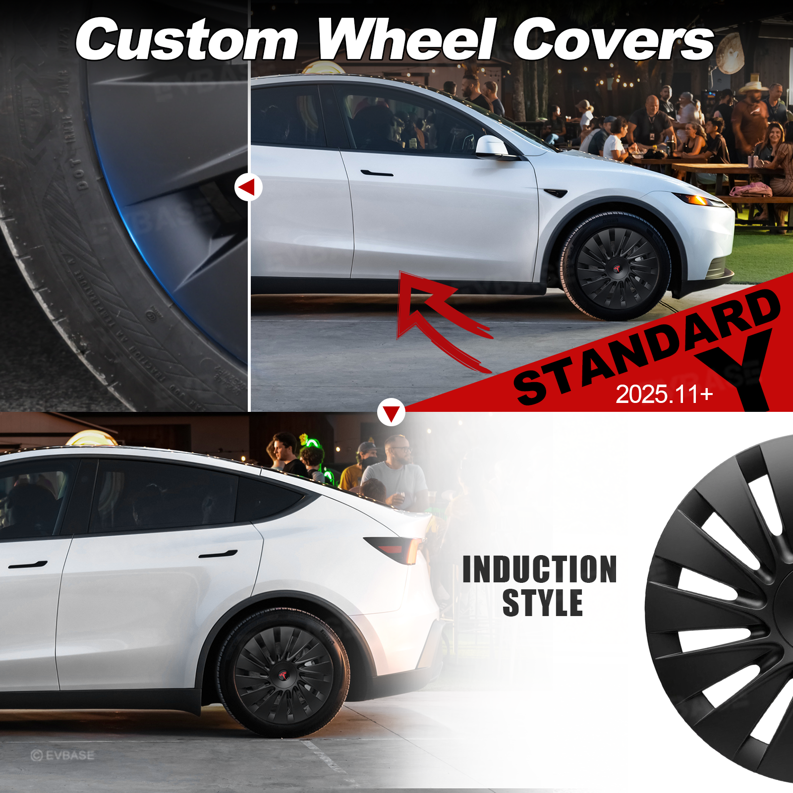 Model Y Juniper Standard 18" Wheel Covers for Tesla Aperture Wheels Induction Style Hubcaps