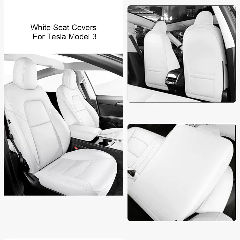 Model Y 3 Custom Seat Covers Cushion Breathable NAPPA Litchi Vegan Leather For Tesla