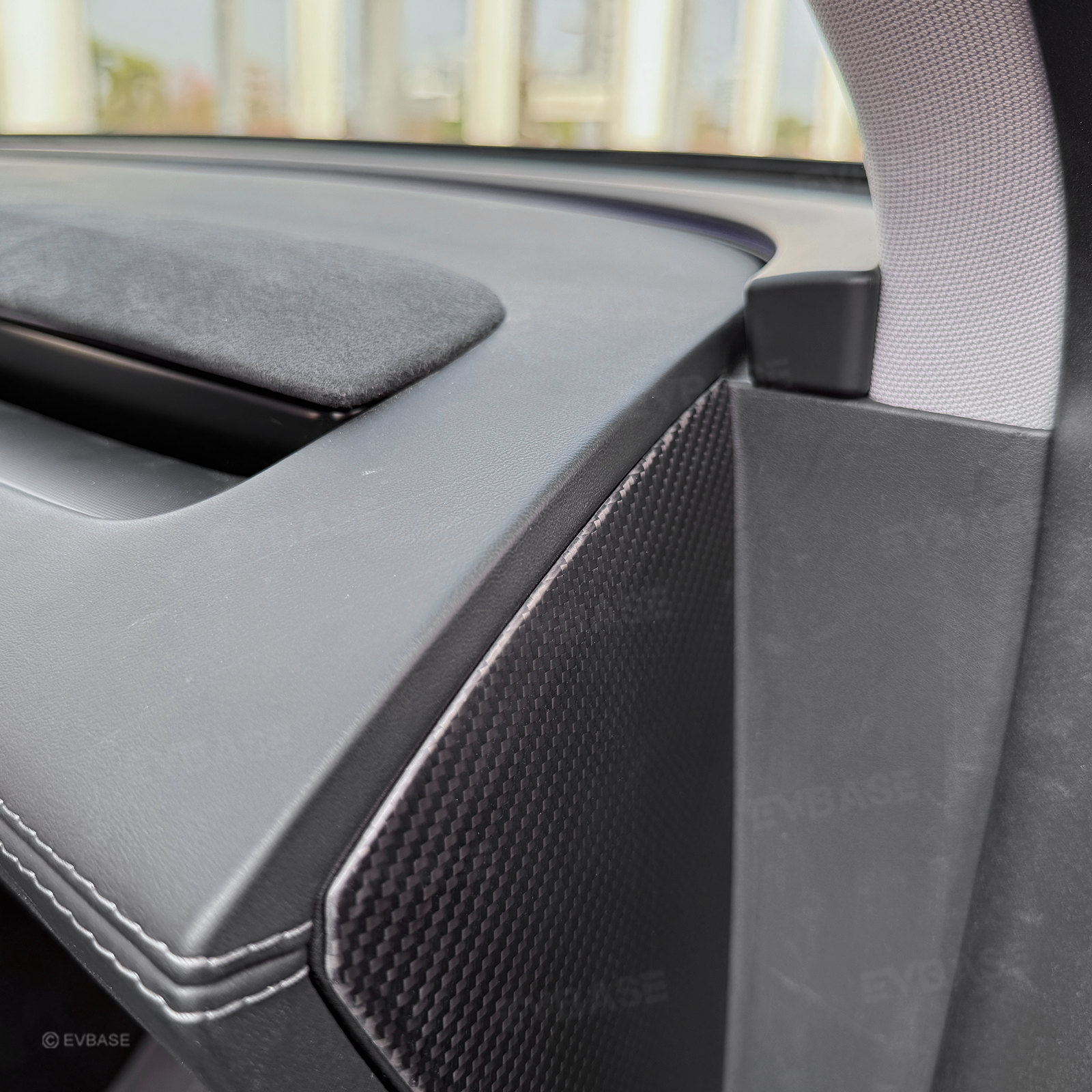 Model Y Juniper Dashboard Side Panel Trim Cover Real Carbon Fiber Front Door Slot Overlay