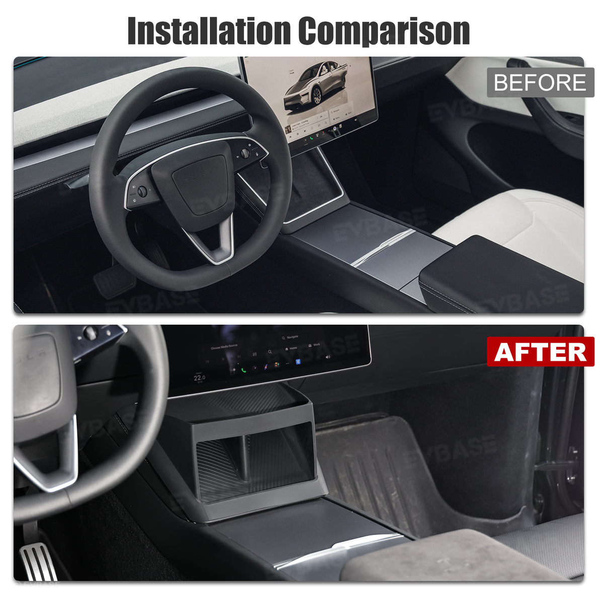 Model Y Juniper/ 3 Highland/ Y L Under-Screen Storage Organizer with Center Console Wireless Charging Pad Liner