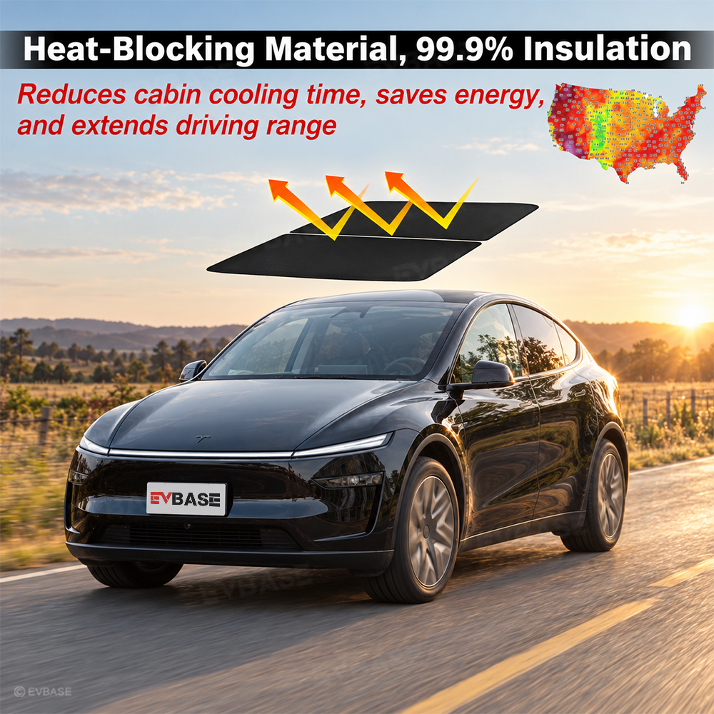 Model Y L Glass Roof Sunshade Ice Crystal Sunroof Shade Foldable Heat Reflective Sun Visor