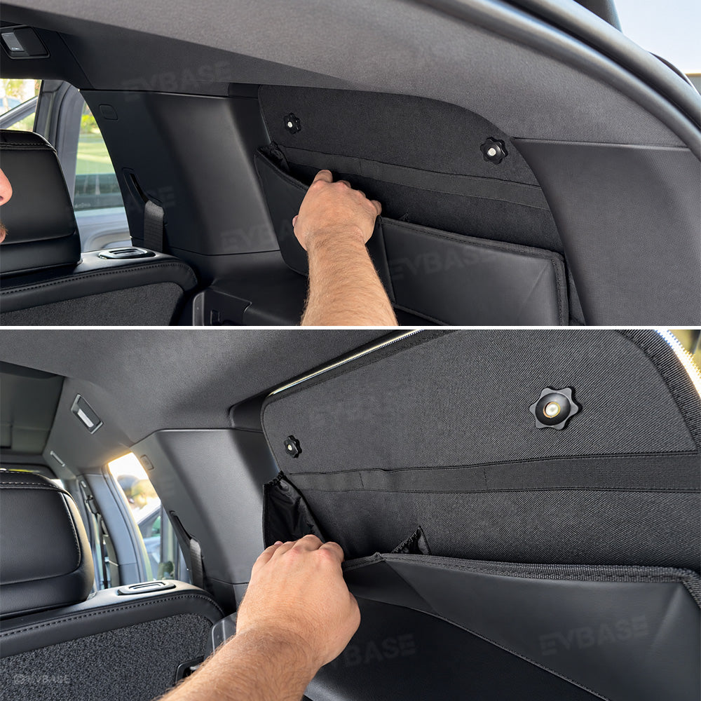Rear Quarter Window Sunshade for Rivian R2 2-in-1 Privacy Cover with Storage Organizer Pocket