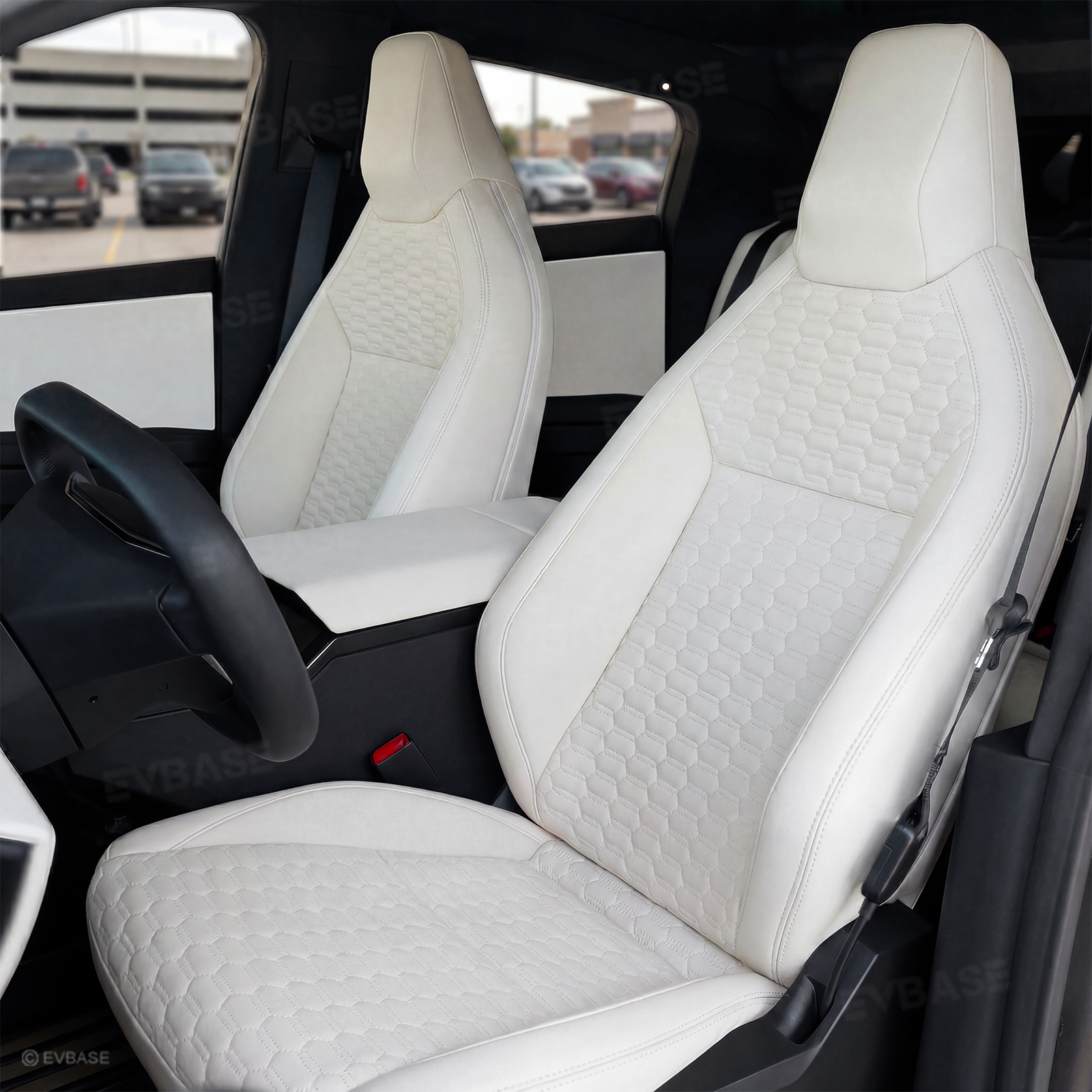 Cybertruck Seat Covers NAPPA Leather Seat Protector with Cyber Quilt Interior Design