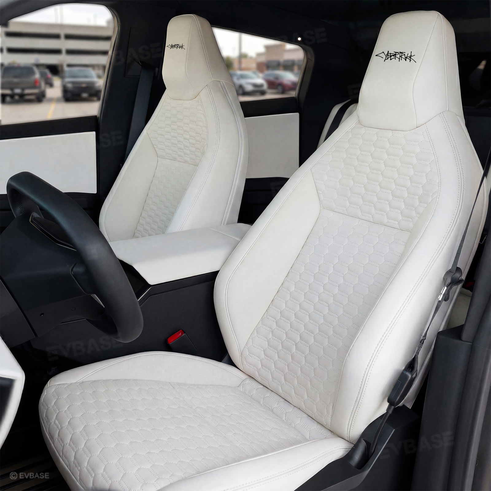 Cybertruck Seat Covers NAPPA Leather Seat Protector with Cyber Quilt Interior Design