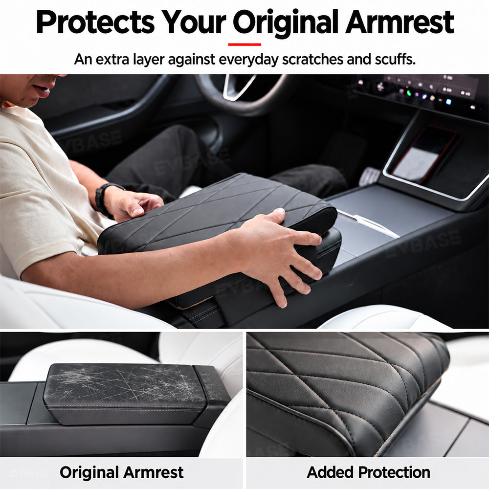 Model Y /3 /YL Leather Center Console Armrest Support Cushion & Scratch-Resistant Cover