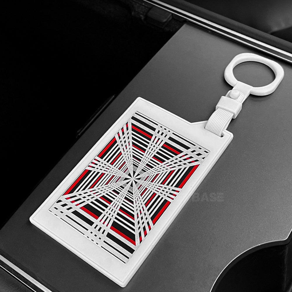 Tesla Key Card Holder Cybertruck Plaid Style for Model 3/Y/X/S (Grey/White)