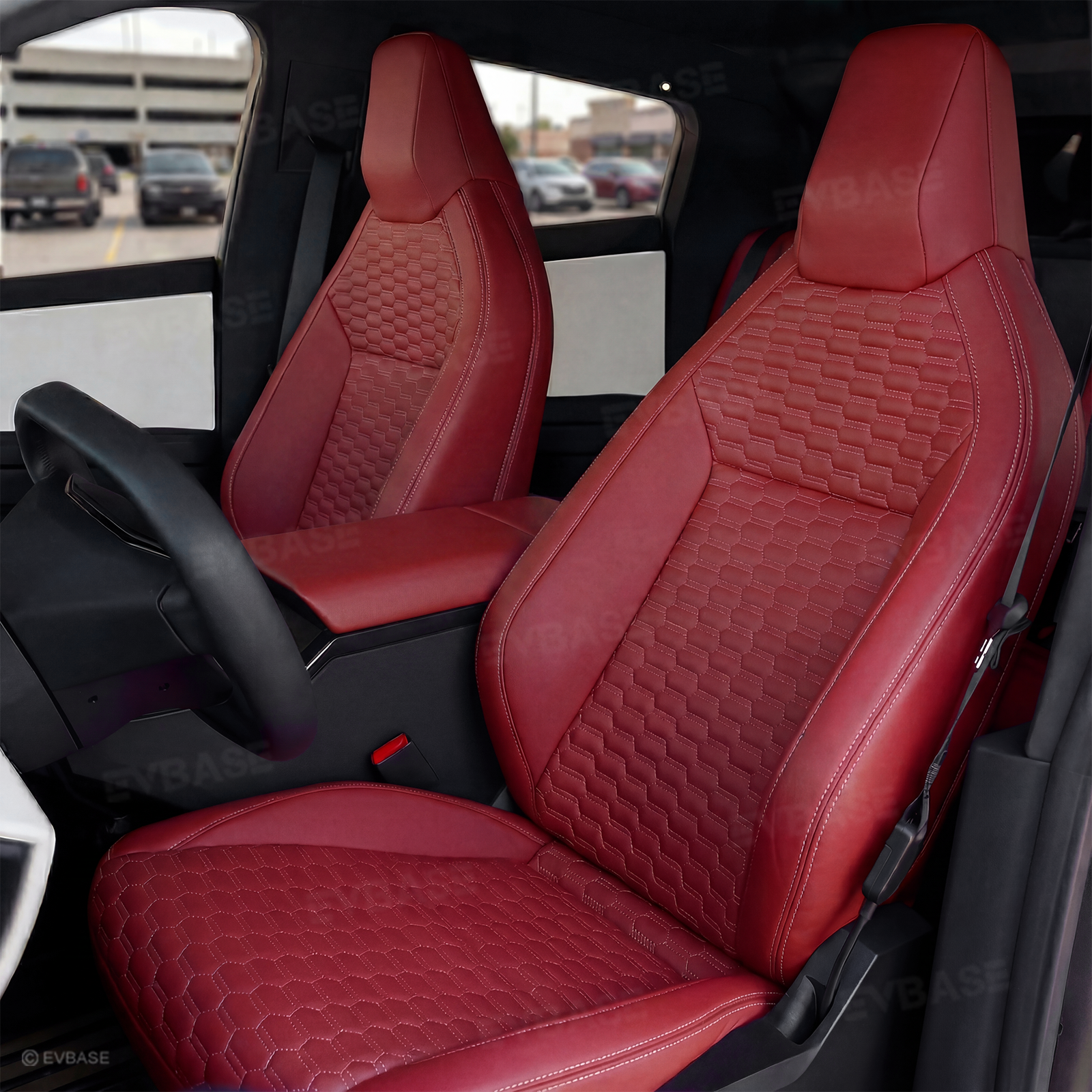 Cybertruck Seat Covers NAPPA Leather Seat Protector with Cyber Quilt Interior Design