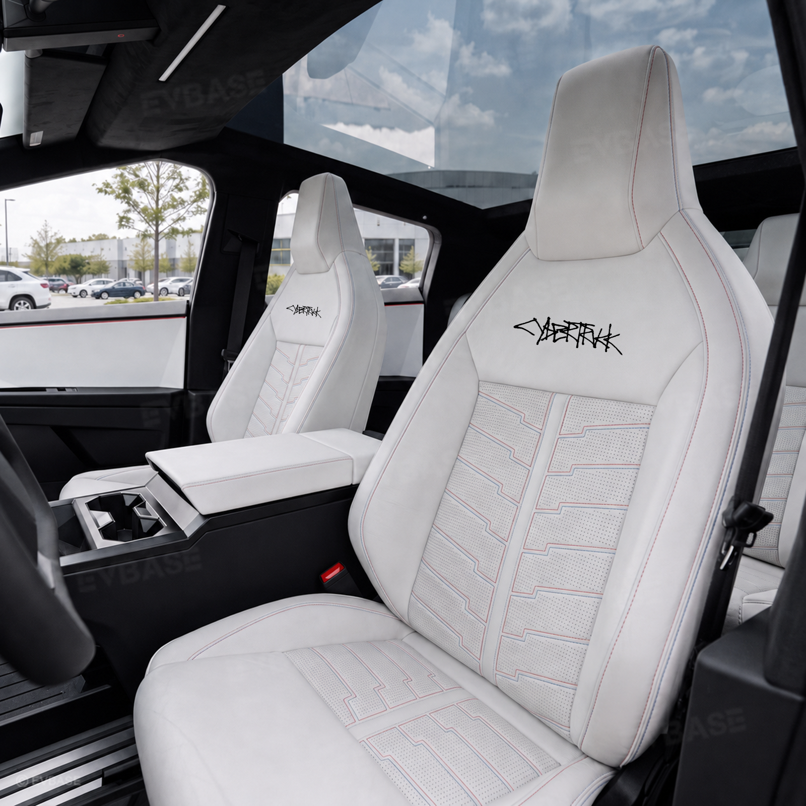 Cybertruck Seat Covers Futuristic Armor-Style Seat Protector Premium NAPPA Leather Interior Upgrade
