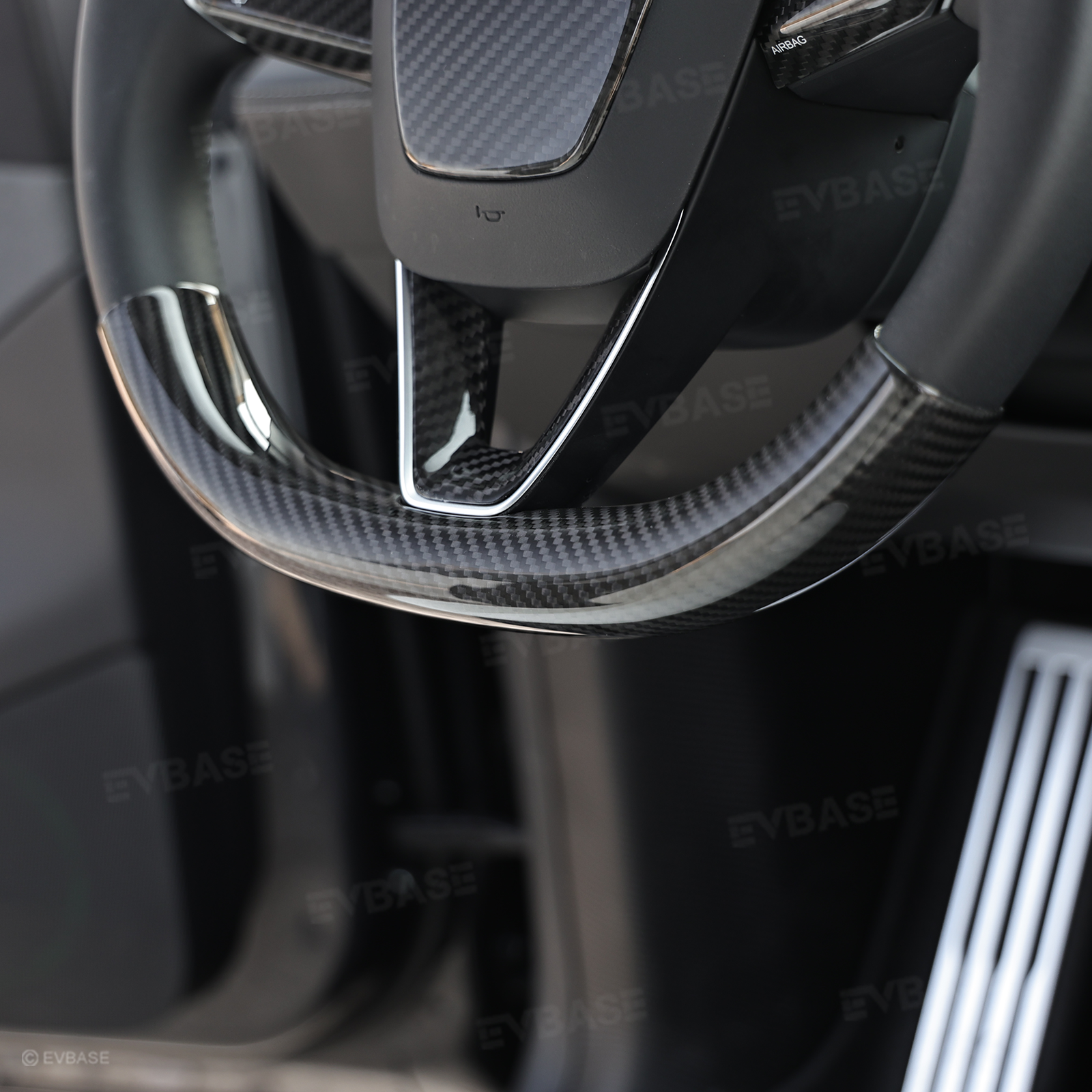 Model Y Juniper Real Carbon Fiber Steering Wheel Trim Cover Kit Upper Lower Overlay & Button Frame & Airbag Cover Sticker 6PCS