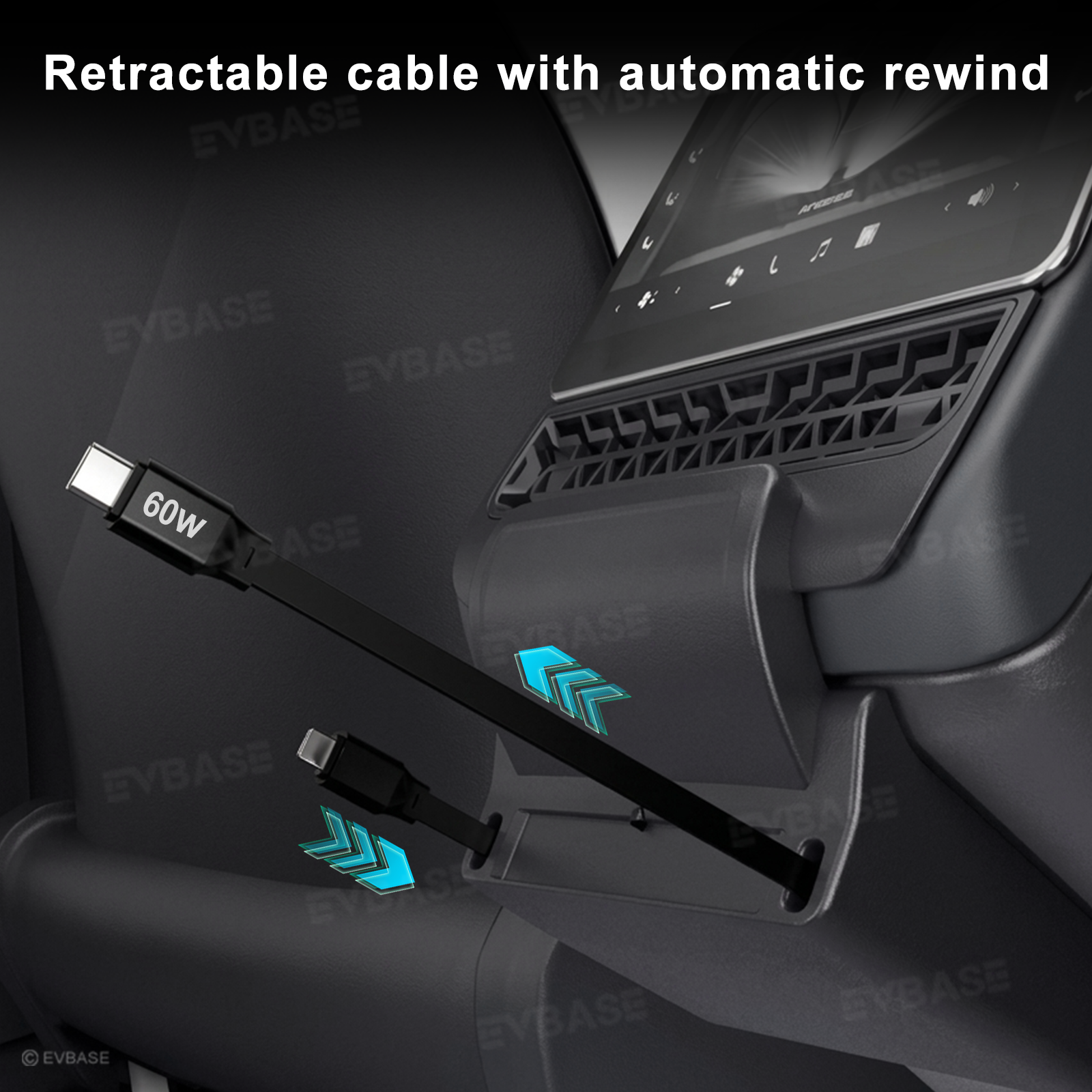 Model Y Juniper/ 3 Highland Rear Vent Expansion Dock 2.0 with Retractable Fast Charging Cables & Aromatherapy & Air Vent Cover for Tesla