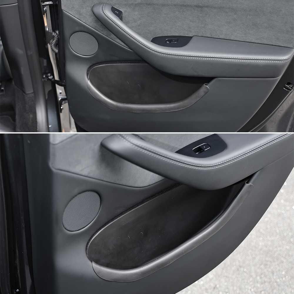 Model Y L Side Door Pocket Storage Organizer Tray with Rear Emergency Door Release Pull Handles