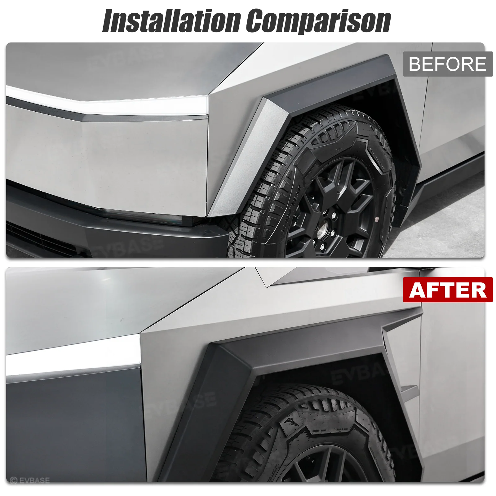 Cybertruck Body Kit Front Bumper Lip & Fender Flares Cover & Rear Diffuser & Rear Spoiler for Tesla