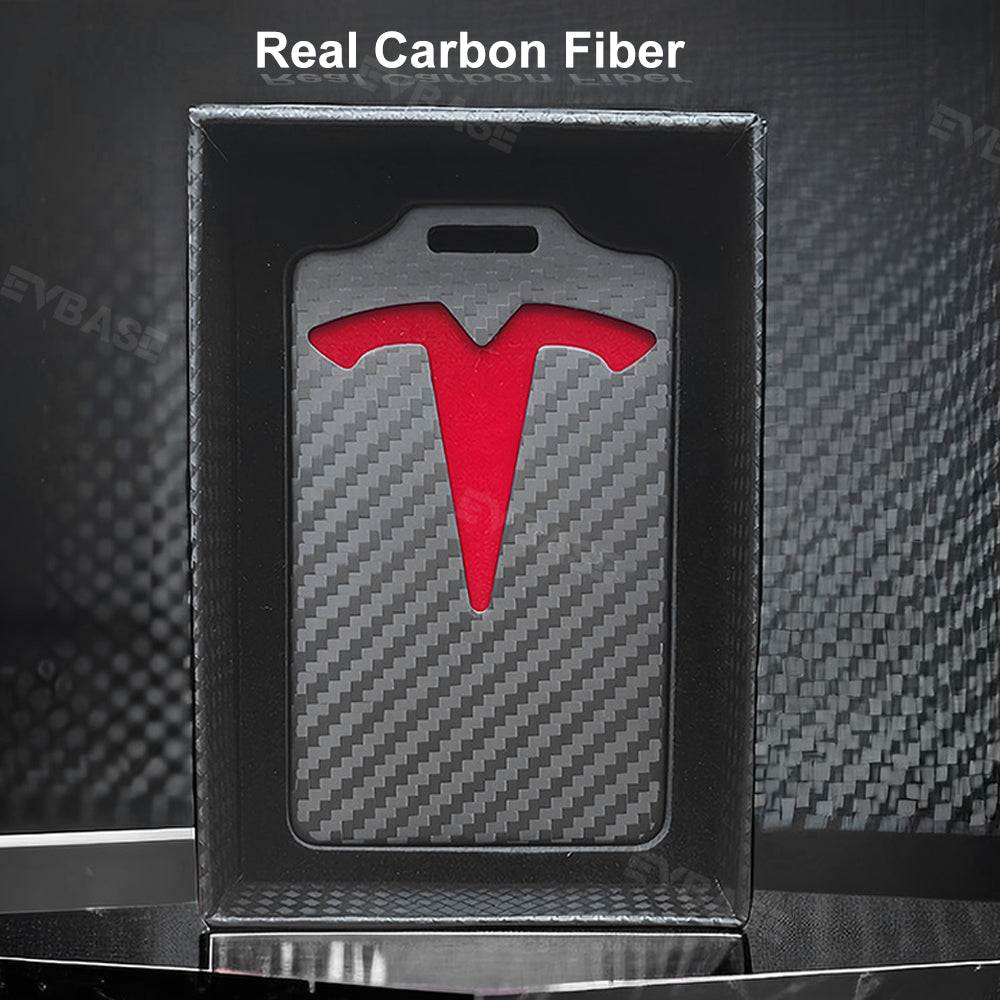 Key Card Holder Real Carbon Fiber Card Case Keychain Protective Card Sleeves for Tesla