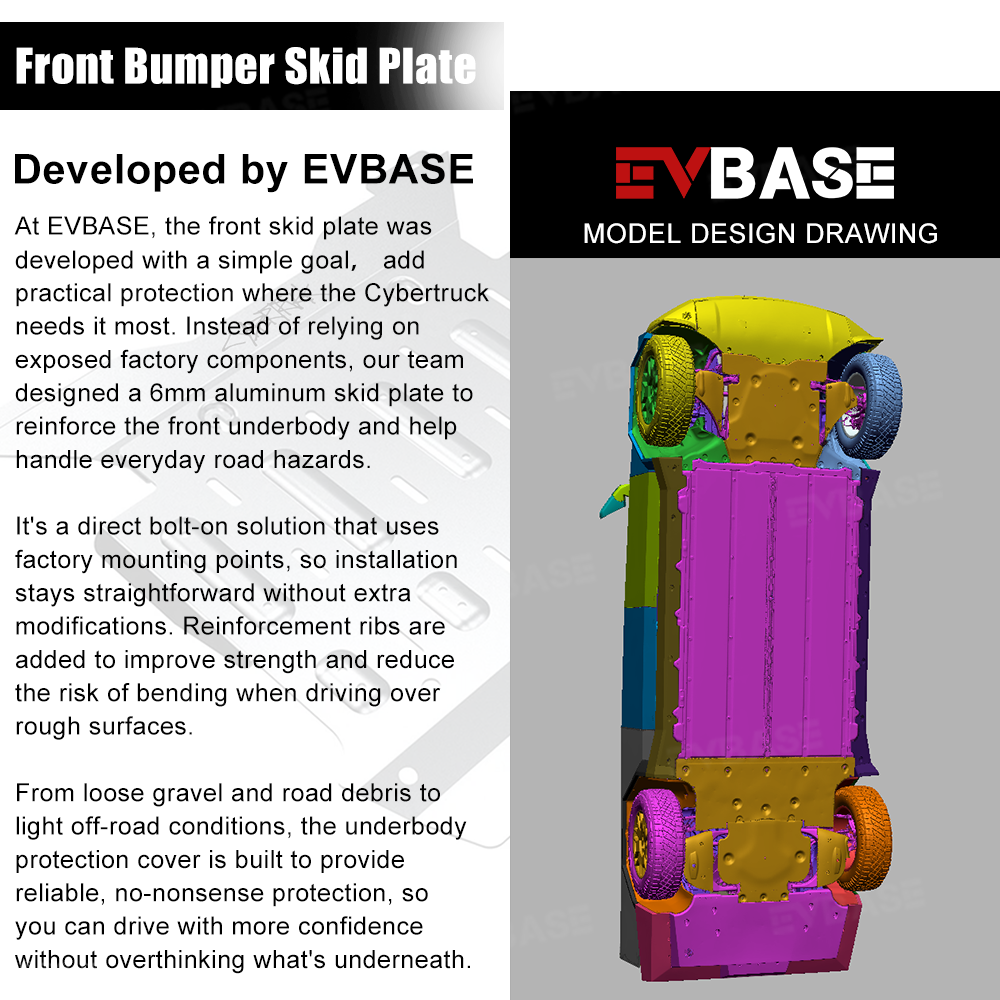 Cybertruck Front Skid Plate Heavy Duty Aluminum Off-Road Underbody Protection Guard Cover