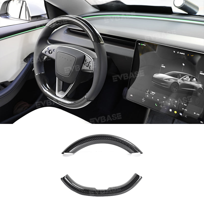 Model Y Juniper Steering Wheel Covers Real Carbon Fiber Grip Upper Lower Parts Overlay for Tesla